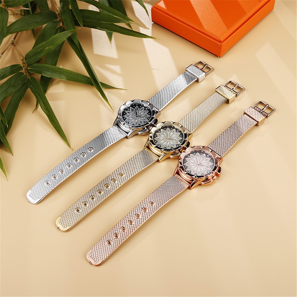 Vrouwen Horloges Mode Dames Stalen Riem Horloge Wilde Dame Creatieve Mode Mode Vrouwen Rose Gouden Bloem Strass Horloges