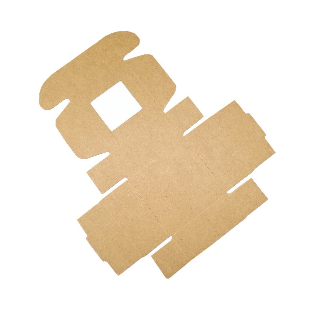 20PCS/ Lot Foldable Kraft Paper Box Retro DIY Paperboard Case Jewelry Craft Soap Mini Cake Storage Boxes With Clear Window