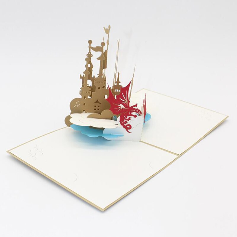 Tarjetas postales Pop-Up 3D de amor, postal de Castillo de con pegatina de sobre para invitación de boda, tarjeta de felicitación de aniversario