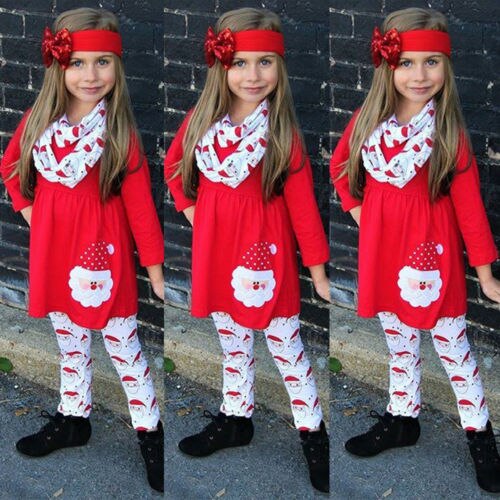 Amerikaanse kerst kinderen kerst baby meisjes outfits kleding t-shirt tops jurk + broek set