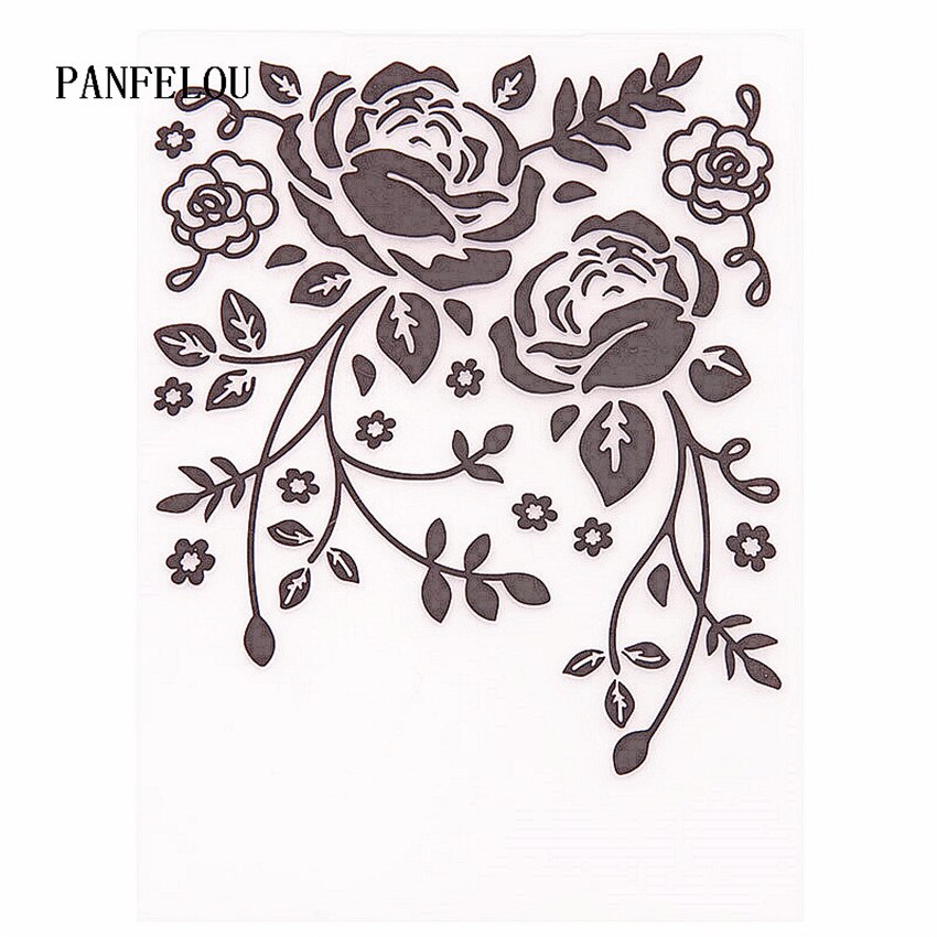 PANFELOU Rose dance Embossing folders Plastic For Scrapbooking DIY Template Fondant Cake Photo Album Card Making