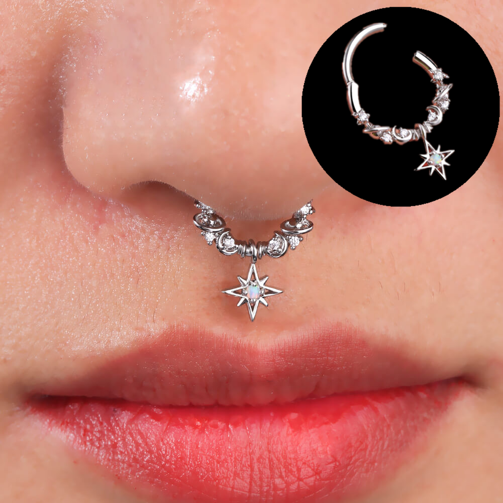 1 pièces cristal Septum cerceau Clickers nez anneau Cartilage Piercing Helix cerceau boucle d'oreille Tragus bijoux Daith cerceaux Rook boucle d'oreille Lobe