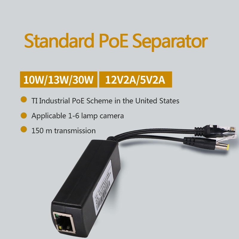 48V to 5V 12V Active Isolated PoE Spliter IEEE802.3af/at 12v Waterproof Gigabit poe splitter 5v Micro USB poe