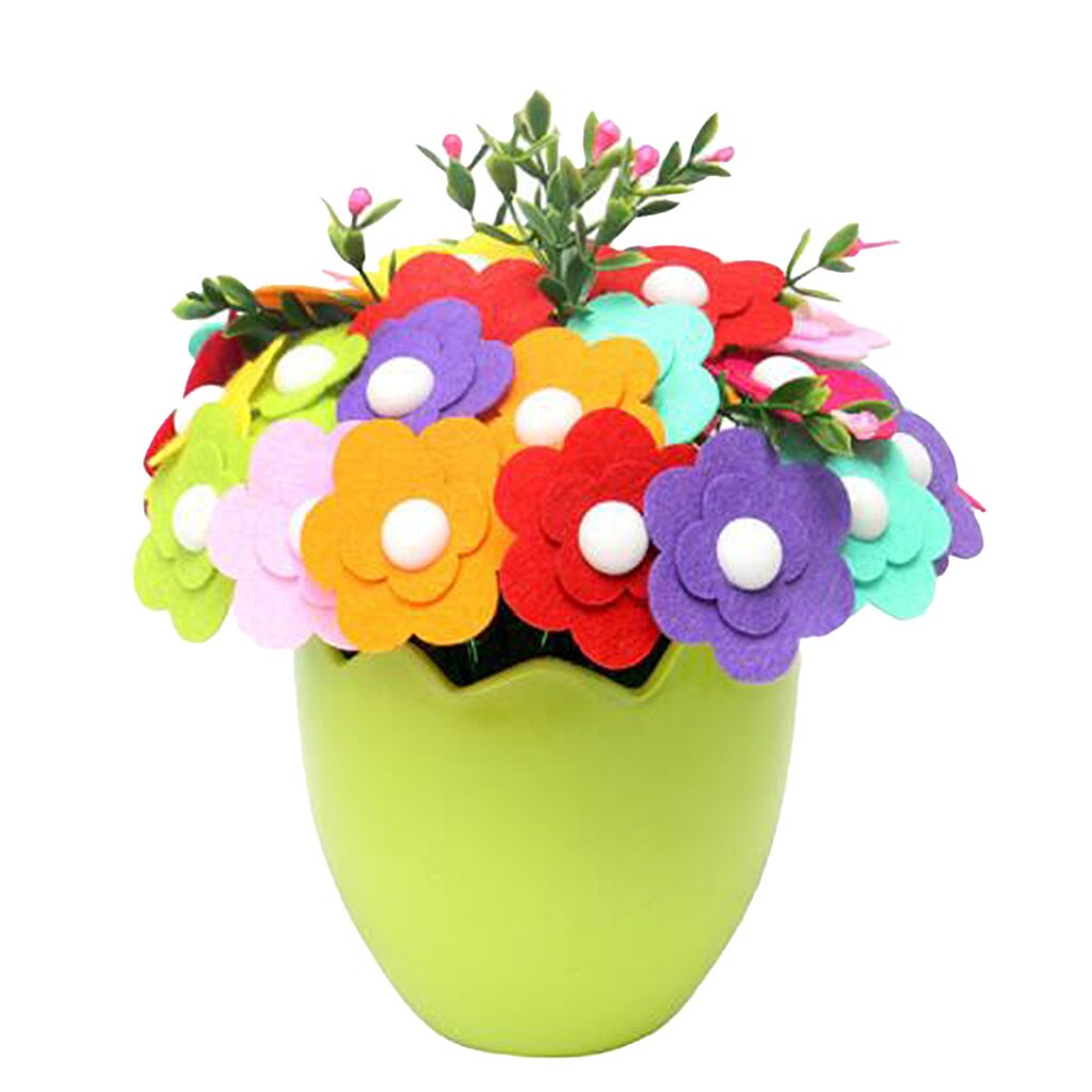 DIY Craft Iron Wire Button Felt Bouquet Kit Make 40 Flowers: Eggshell-Heronsbill