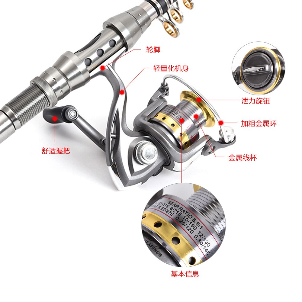 Lixada Telescopic Fishing Rod and Reel Combo Full Kit Carbon Fiber Fishing Rod Pole Spinning Fishing Reel Tackle Carrier Bag