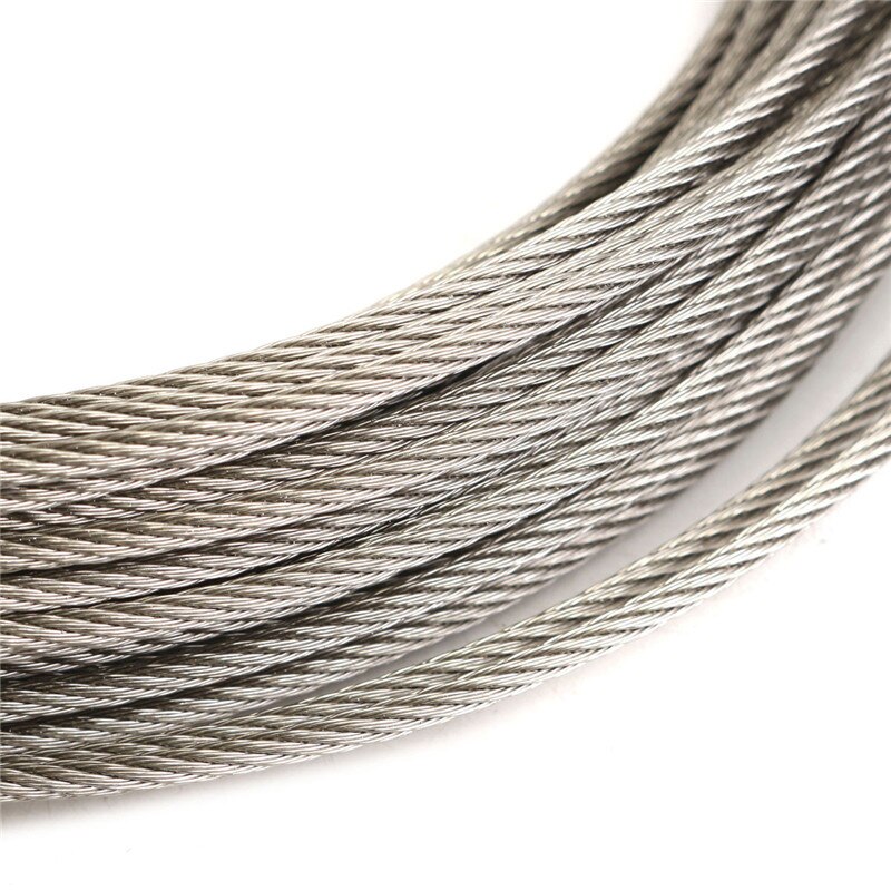 30M 304 Stainless Steel Rope 3mm Cable Line Wire Rope Clothesline Soft Fishing Lifting Cable Fittings Material Handling Tool