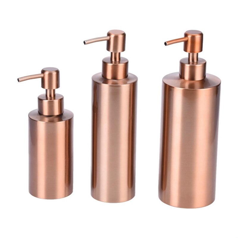 Rustfrit stål rose guld sæbedispenser badeværelse håndpumpe flydende sæbedispenser lotionflaske badeværelsesværktøj 350ml