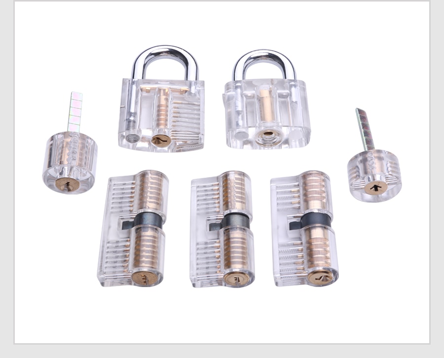 Locksmith Practice Picking Set with 7pcs Transparent Lock,12pcs Broken Remove Tools,Interesting Mechanical Research Toy