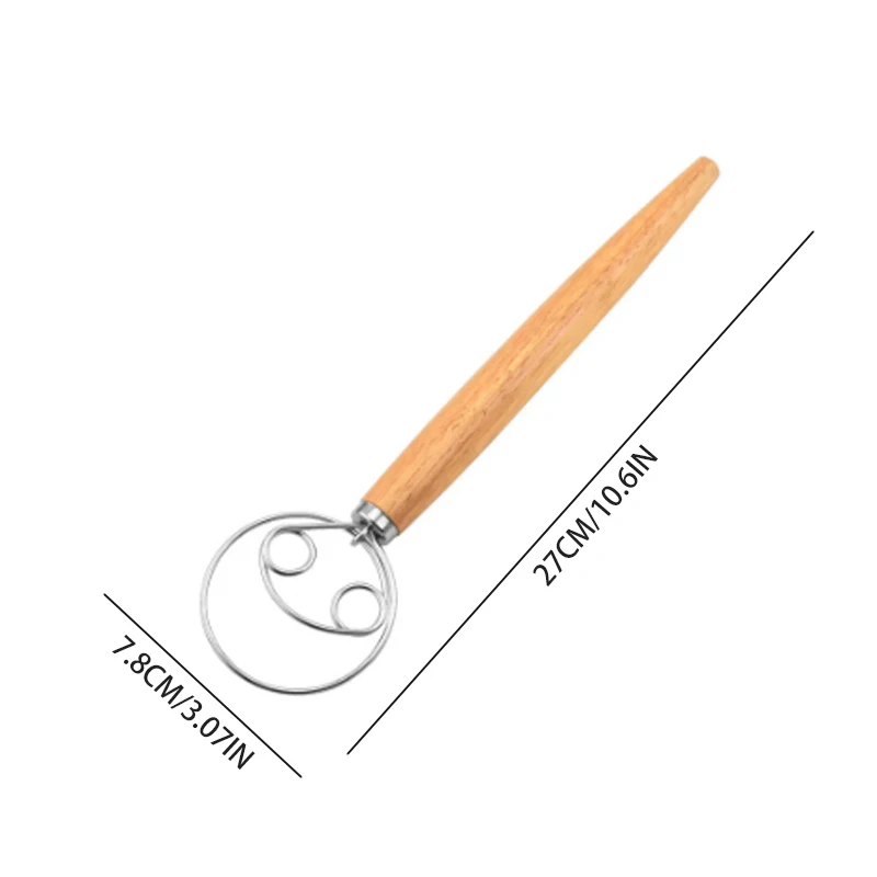 1pc dansk degvisp med plasthandtag, holländsk brödvisp för degmatlagningskök med dansk visp i rostfritt stål