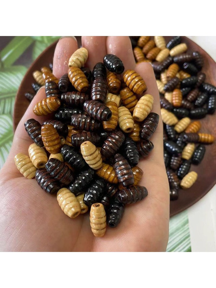 100 Stück 8 x 12 mm geschnitzte längliche Holzperlen mit See DIY Armbinde Halskette Schmuck Bastelbedarf: Ursprünglich Titel