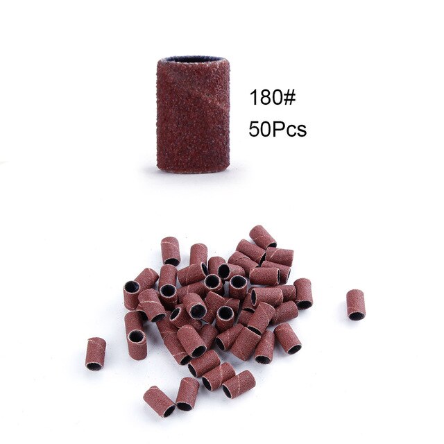 50/100pz Unghie Artistiche Carta Abrasiva per manicure Rimozione Del gel Del Chiodo Trapano Elettrico di Ricarica morso rettifica Anello di Sabbia 80 #120 #180 #: 180 50pezzi