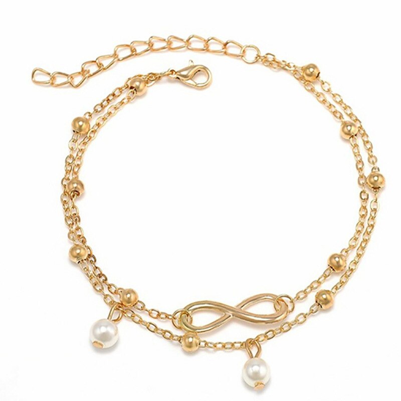 Bohemian Meerdere Lagen Lmitation Parels Infinity Enkel Voor Vrouwen Sieraden Bruids Sieraden: 2