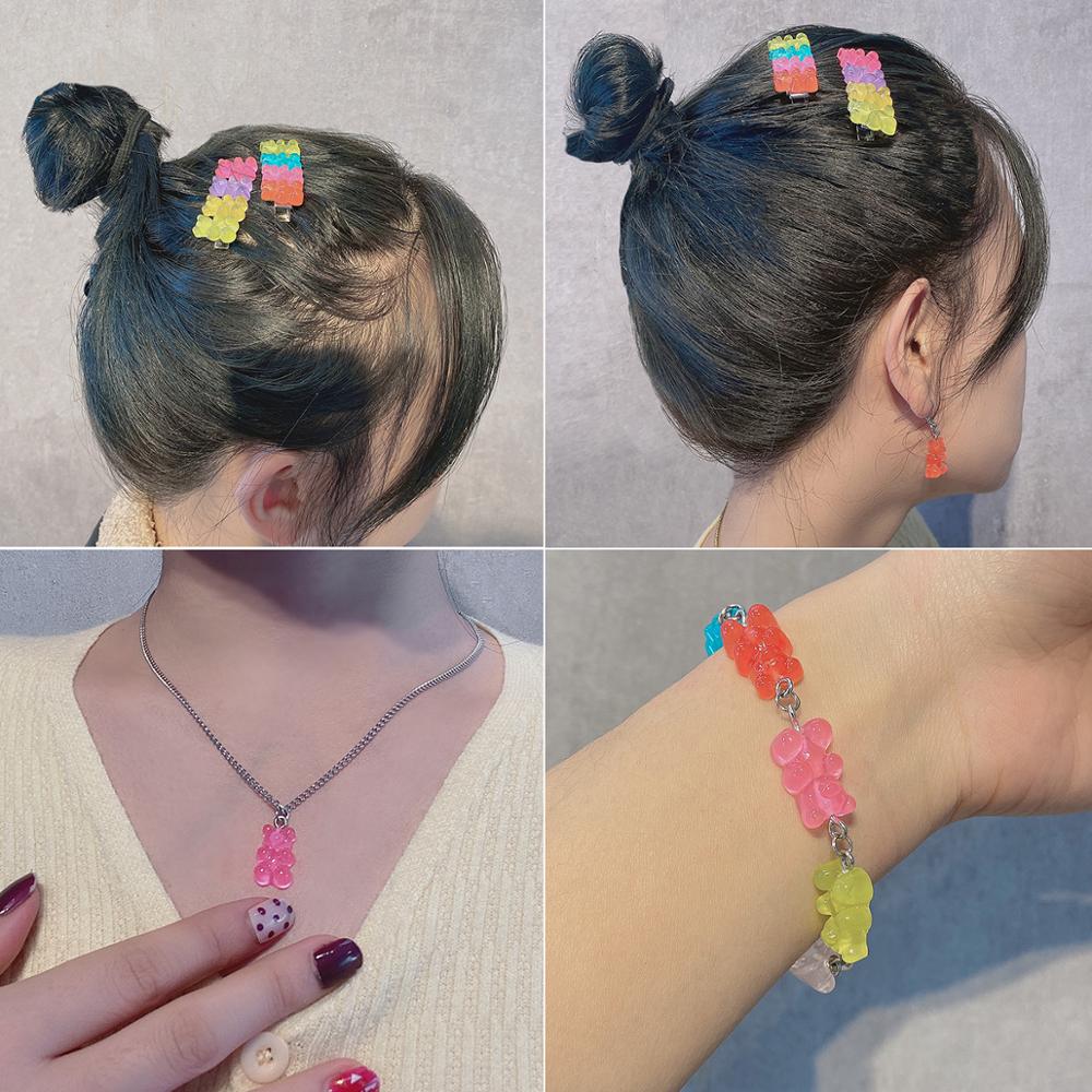 Diy brincos kit urso encantos colar pingente lagosta fecho salto anéis brinco gancho clipe de cabelo para fazer jóias pulseira conjunto