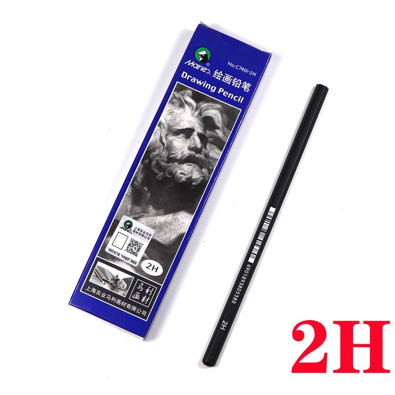 12pcs / box wooden sketch drawing writing pencil art DIY complete set 2B / 4B / 6B / 10B / 12B / 14B: 7401-2H