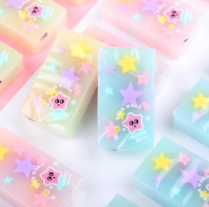 1PC Cartoon Star Eraser Children&#39;s Candy Color Erasers Students Write Draw Stationery Korean Girls Love (SS-1001)