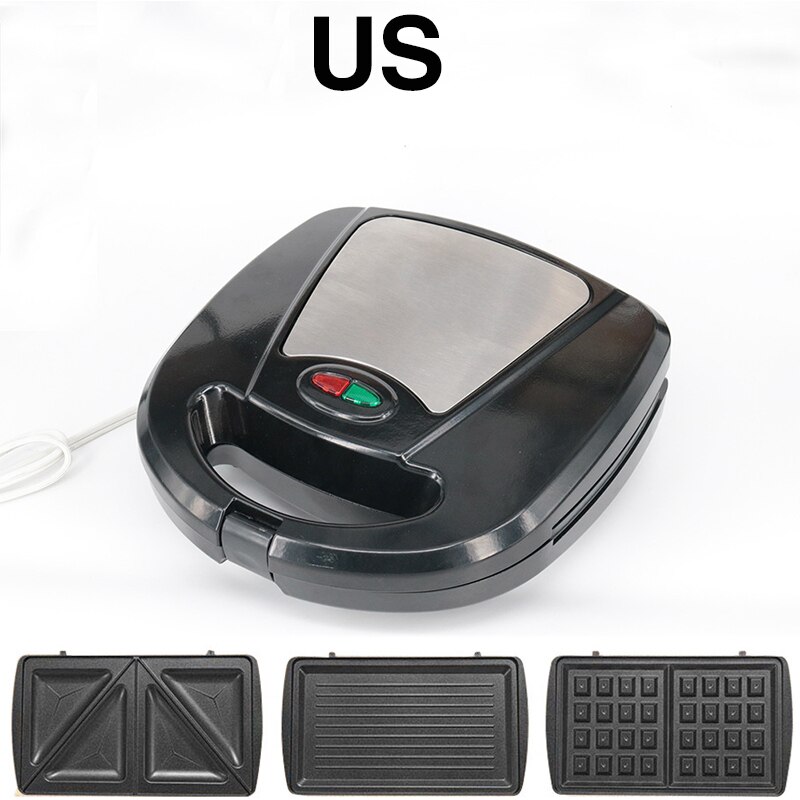 3 in 1 Sandwich Panini Waffle Maker Machine Wafer Bubble Egg Cake Oven Breakfast Electric Sandwich Beef Waffle-Maker Machine: Default Title