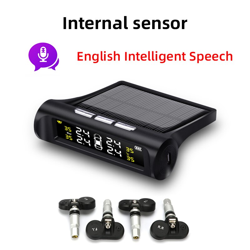 Jansite Auto Tpms Autoband Alarm Druk Sensor Solar Power Auto Alarmsysteem Bandenspanning Sensoren Met Voice Herinnering: TY468yy-N