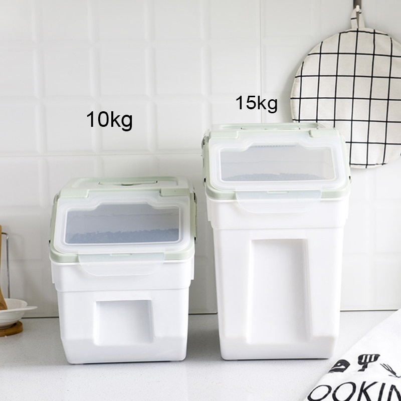 15kg Rice Storage Container Sealed Moisture-proof Grain Pet Food Storage Box Insect Prevention Mildew Container With Wheel