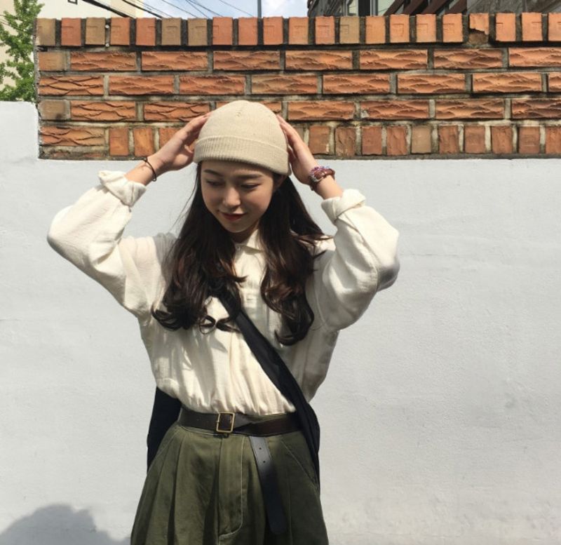 Kvinder unisex vinter ribstrikket strikket manchet kort melon kasket ensfarvet kalot baggy retro ski docker hue hue slouchy