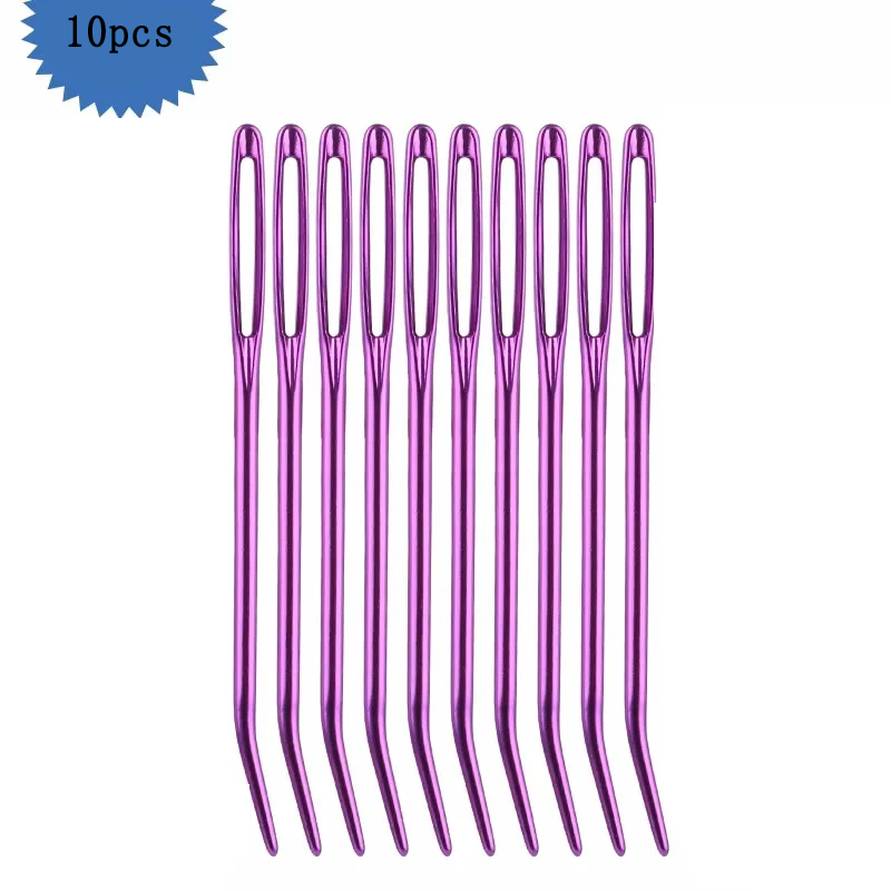 10pcs Yarn Knitting Needles Tapestry Large Eye Curved Tip Needles Sewing Pins Set DIY Household Sewing Tools: Pink