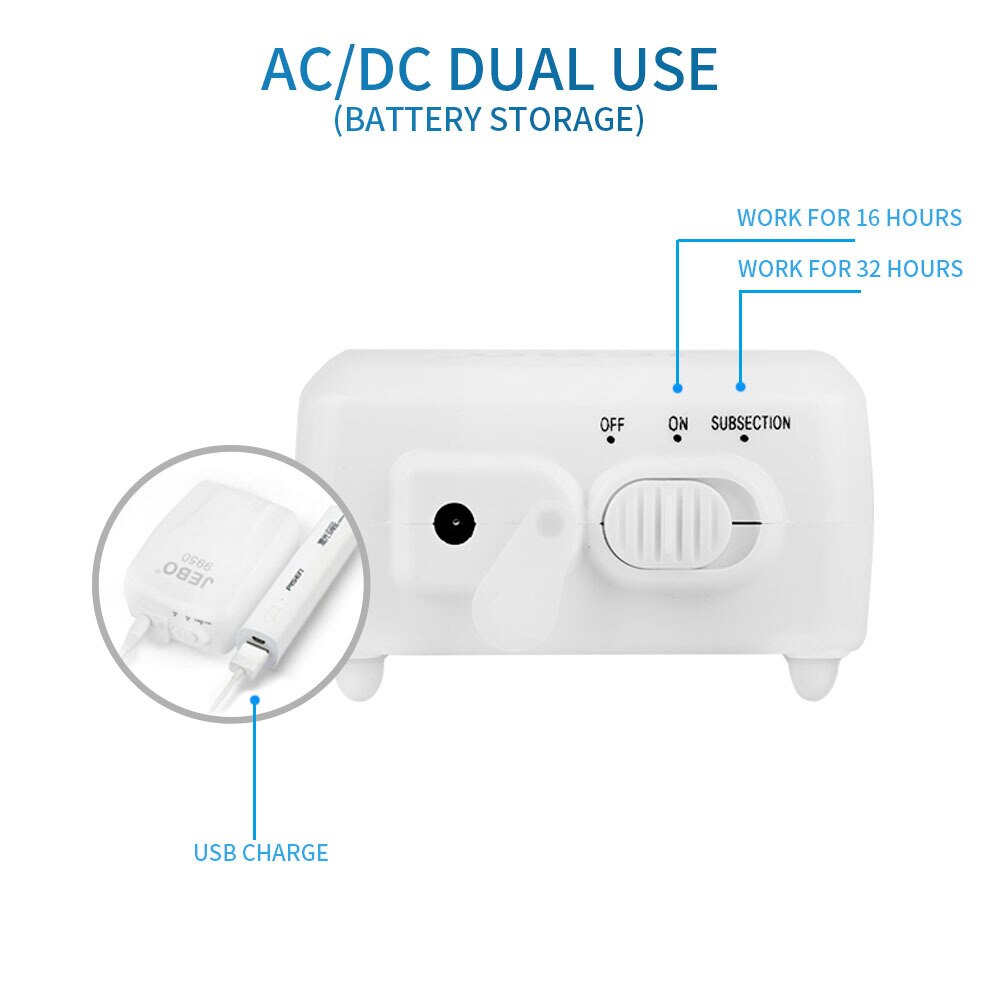 JEBO AC and DC Dual-purpose Oxygen Pump Lithium Battery Rechargeable Oxygen Pump 9970/9950 Outdoor Fishing USB Charging
