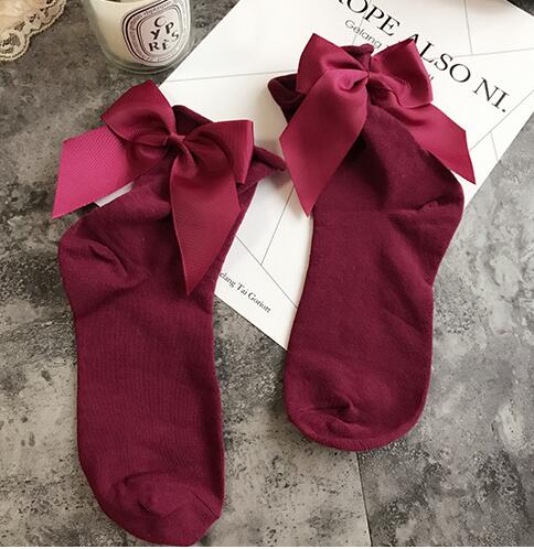 De calcetines de lazo Streetwear mujeres corta de calcetines de Color caramelo Pantalón corto con contraste de Color Sockings señoras Bowknot Sox 1 pares/2 uds: 9