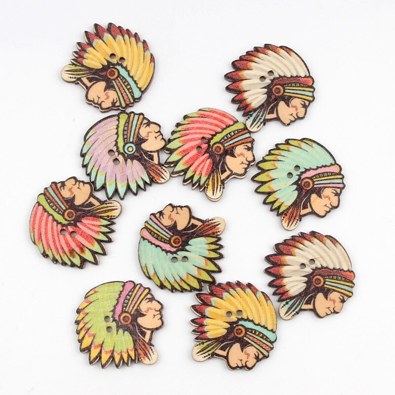 20pcs Mixed Retro Series Wooden Buttons For Clothing Sewing Decorative Needlework Scrapbooking Crafts DIY Accessories: 30x31mm