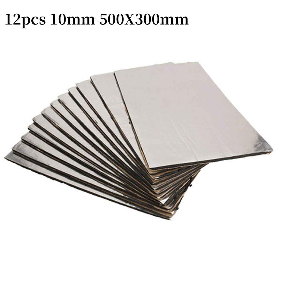 Alfombrilla amortiguadora de sonido para coche, aislamiento del capó a prueba de ruido, cortafuegos del motor, pegatina de algodón de espuma térmica: 12pcs 10mm 500X300mm