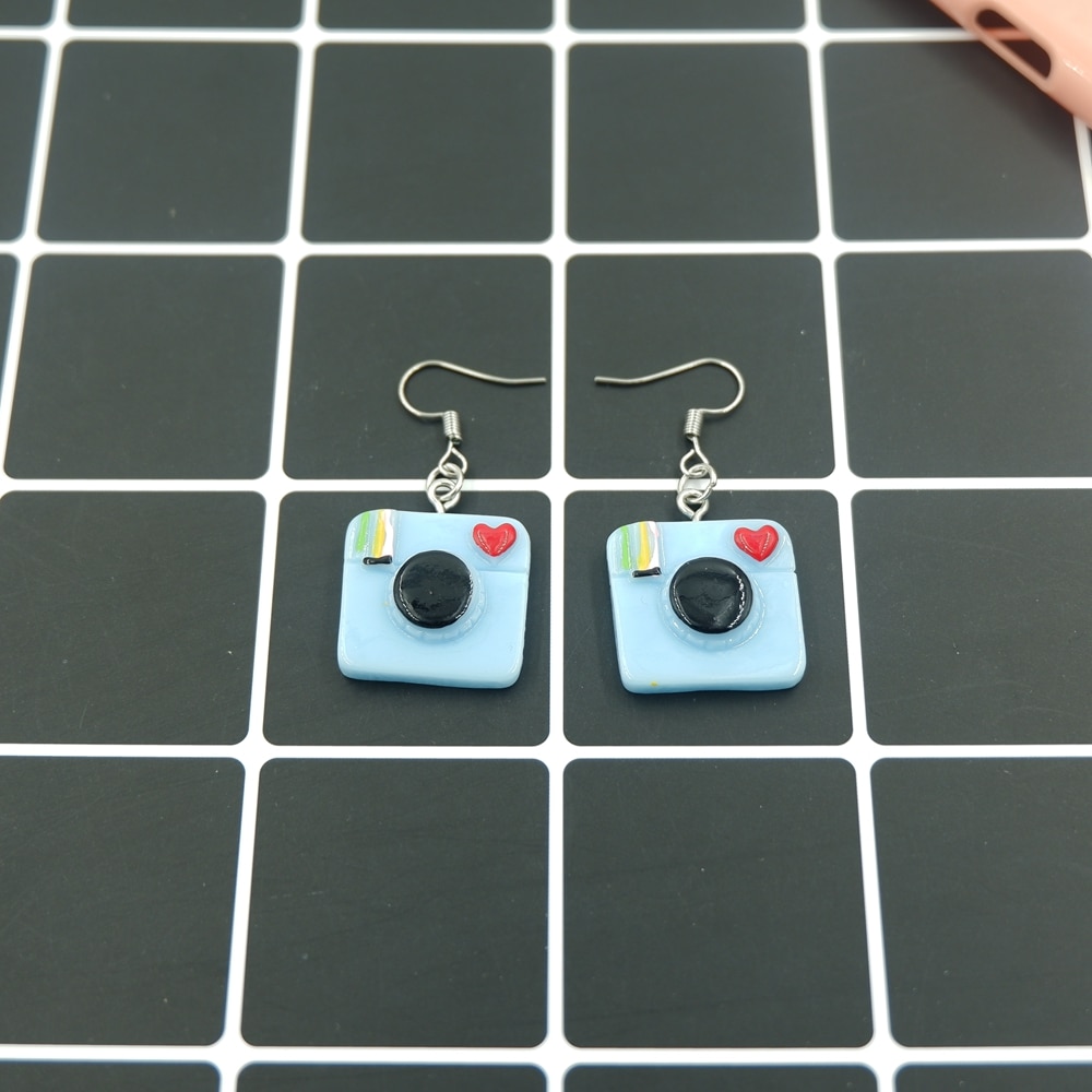 Pendientes Kawaii con controlador de Juego de Cámara para mujer y niña, pendiente para traje, estilo de , joyería,