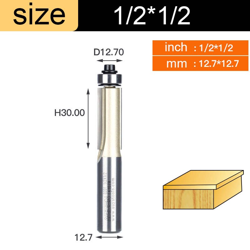 Arden Flush Trim Router Bits for Wood 1/2 1/4 Shank Woodworking Tools Trimming Cutters with Bearing Endmill Milling Cutter: X01308