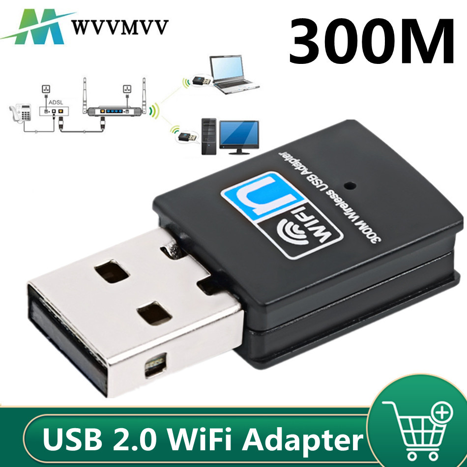 Adaptador WiFi USB 300M 2,4 GHz antena WiFi de doble banda 802.11b/n/g, Mini ordenador inalámbrico, ordenadores portátiles, tarjeta de red, receptores al por mayor