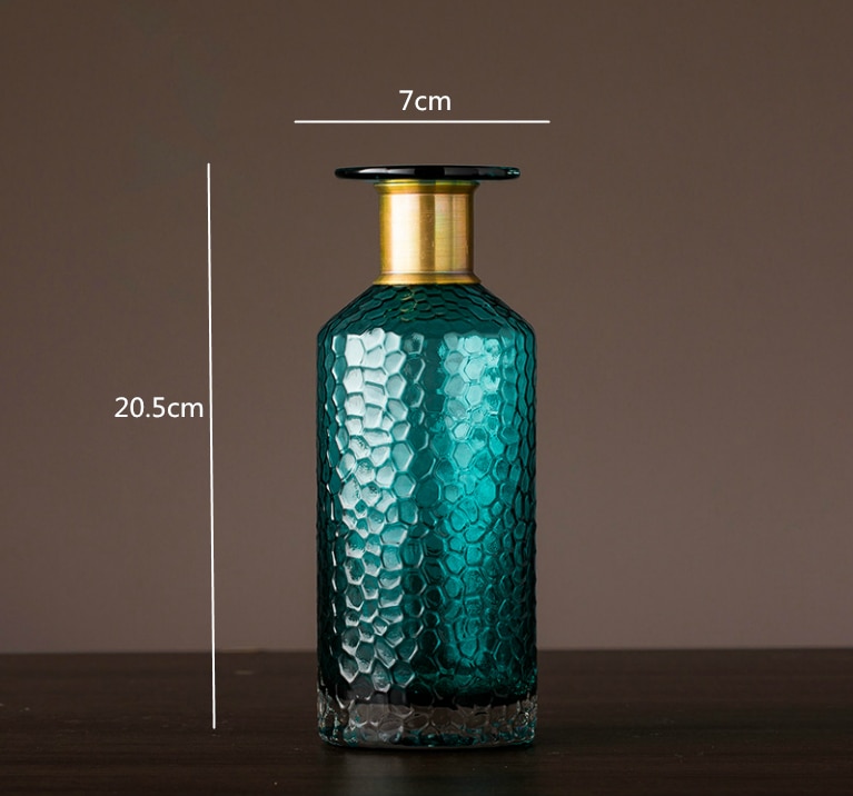 Modernt nordiskt transparent glas guld konkav ormblomma vas vardagsrum blomsterarrangemang hydroponics heminredning: 20.5 x 7cm
