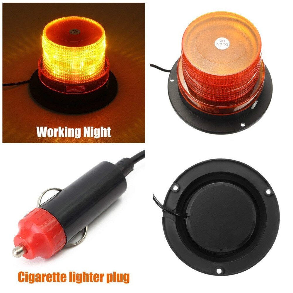 4 "tommer dome 12 led magnet mount konstruktion køretøj bil advarsel strobe lys beacon rav rød blå politi blinkende lys