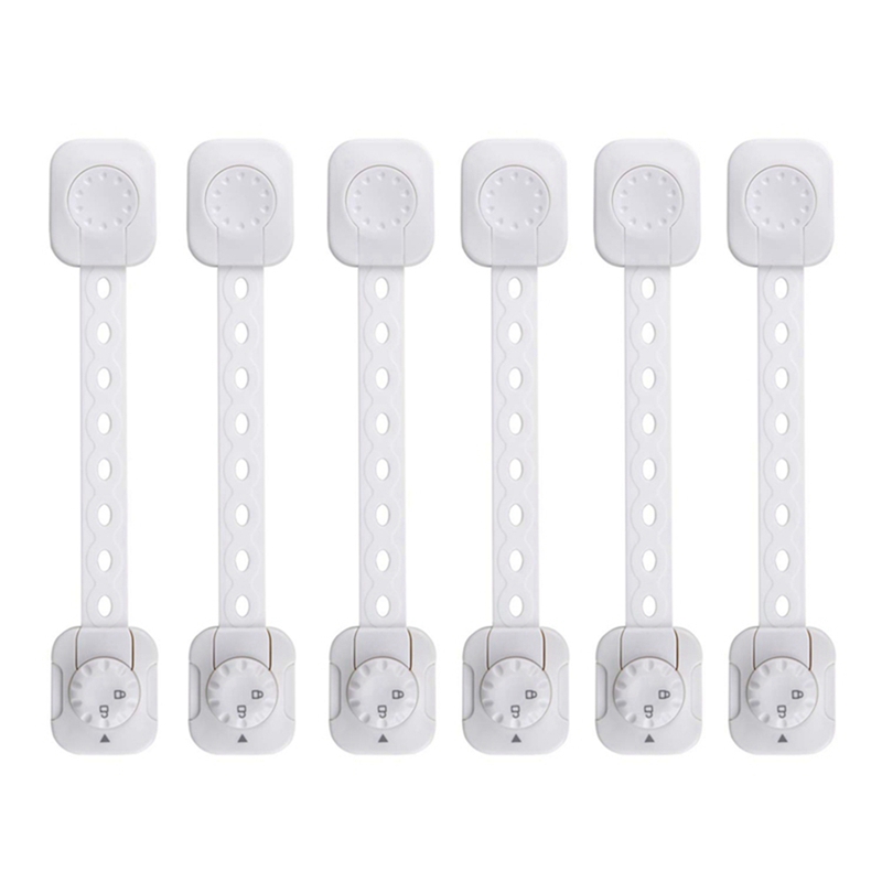 Child Proof Safety Locks, 6 Pack Baby Proof Cabinet Locks with Adjustable Strap Adhesive, Baby Proof Lock: white