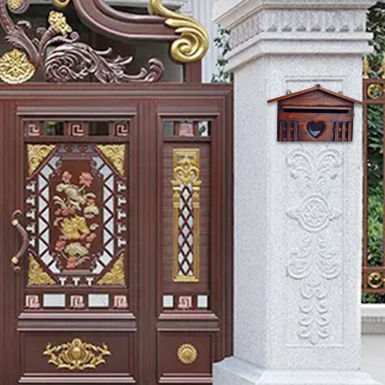 Wooden Mailbox Outdoor Post Box Rainproof Suggestion Box Wall Mounted Letter Box For Home Company Garden Supplies