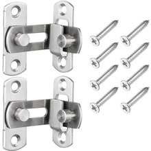 2 Pieces 90 Degree Right Angle Door Latch Hasp Bending Latch Buckle Bolt Sliding Lock Barrel Bolt with Screws for Doors