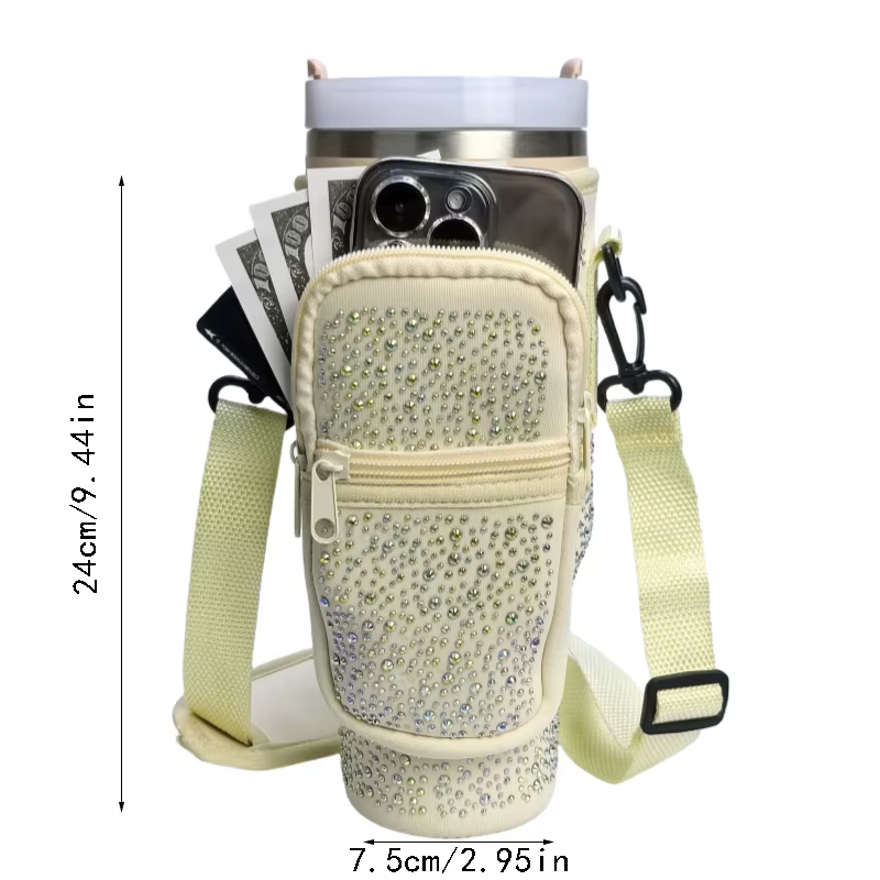 Waterfles draagtas voor beker 40/30 oz, geïsoleerde neopreen waterfleshouder Cross-body tas met verstelbare schouder