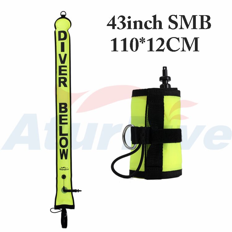 Aturdive Oppervlak Marker Boei Smb 40-90Inch Nylon-D Pull Duiken Boeien Met Klep, Smb: 43inch 110cm