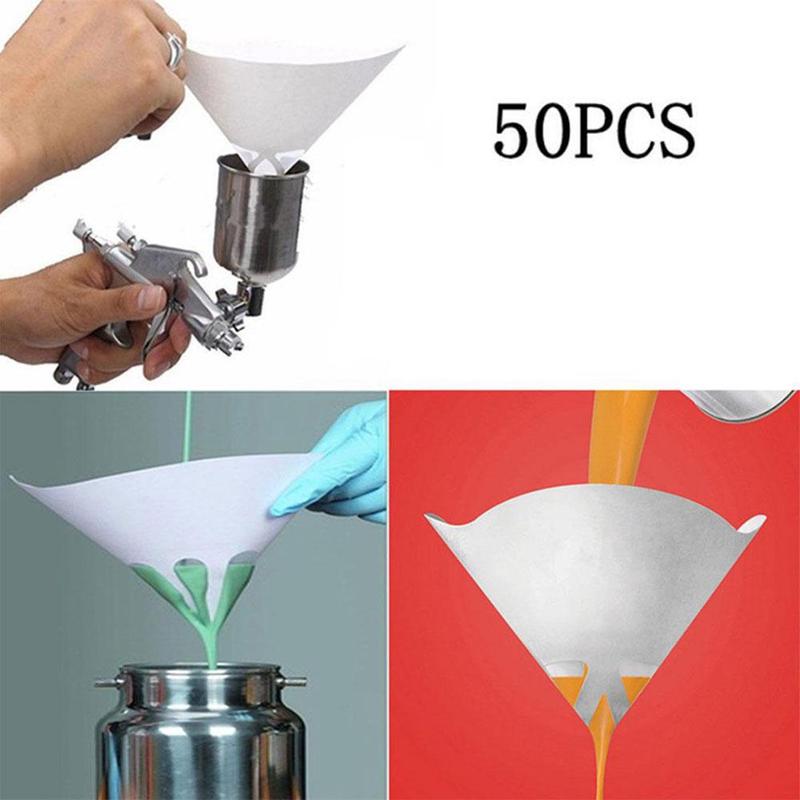 50 Stuks Paper Verfzeefjes Papier Verf Conische Theepot Zeef Verf Cone Tool Trechter Mesh Filter P3J7