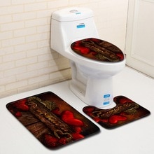 Ensemble de 3 pièces couverture de siège de toilette | Tapis de salle de bain, tapis de décoration de la maison, tapis de porte absorbant et antidérapant, tapis de flanelle