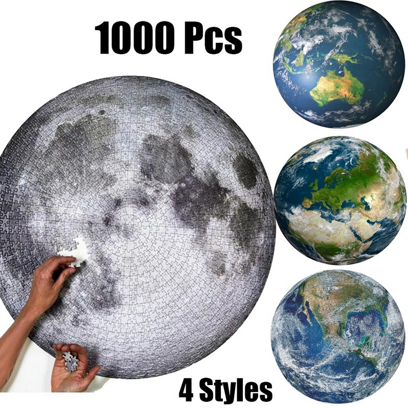 Puzzle rond lune/terre 1000 pièces | Puzzle de planètes difficiles pour enfants adultes, jouets Puzzle de planètes, directe éducative