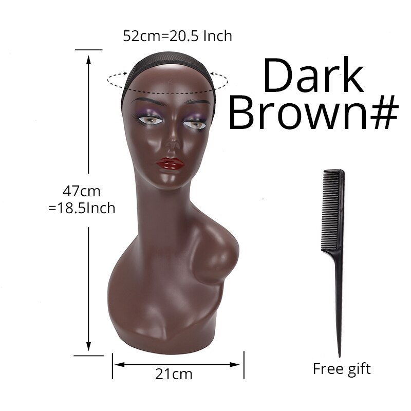 Plussign Schaufensterpuppen Schmuck Stehen Mannequin Kopf Für Perücke Machen Männchen Modell, Der Styling Praxis Friseur Hütte: dunkel Braun