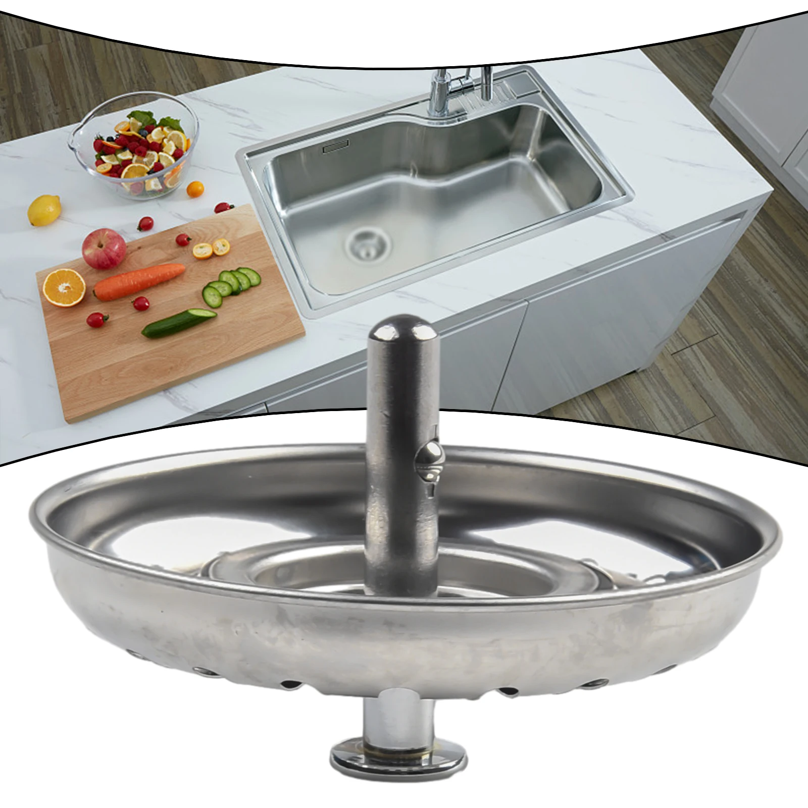 Premium Kitchen Sink Strainer Replacement Waste Plug Basin Drain Filter Steel 80mm/82mm/84mm Waste Plug Fixing Pin Hourglass