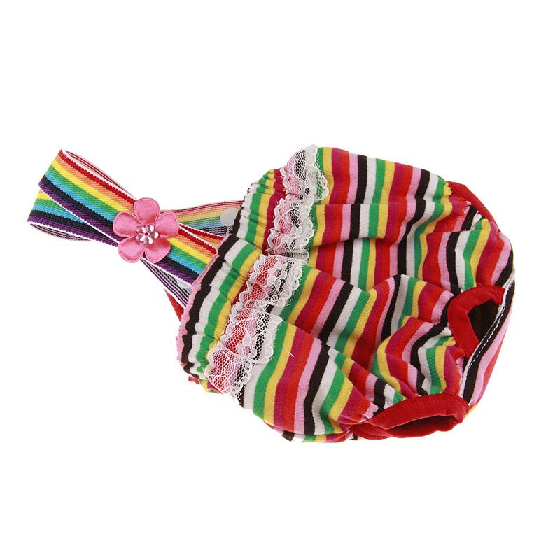 Culotte physiologique arc-en-ciel pour chiens, sous-vêtement respirant en coton, protection pour animaux De compagnie: 3 / S