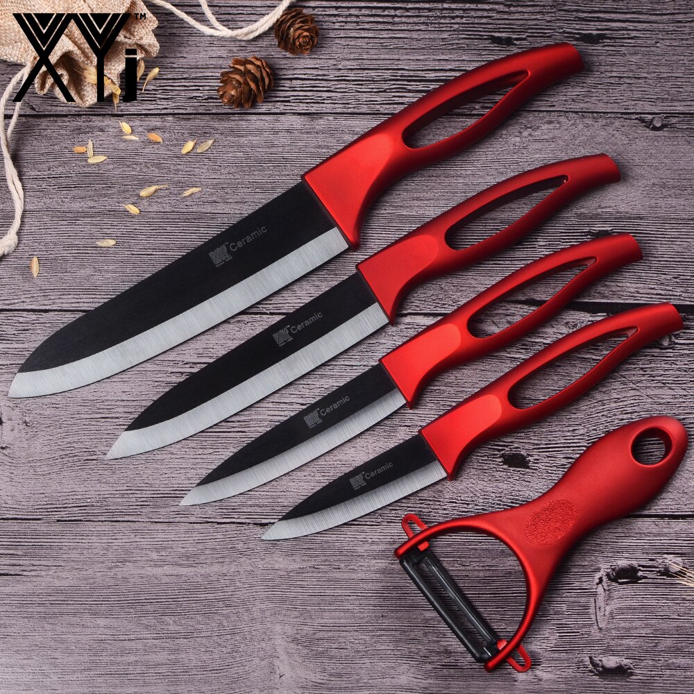 XYj Ceramic Knives Kitchen knives Tool 3 4 5 6 inch Chef Knife Cook Set+Peeler White Black Blade Multi-color Handle