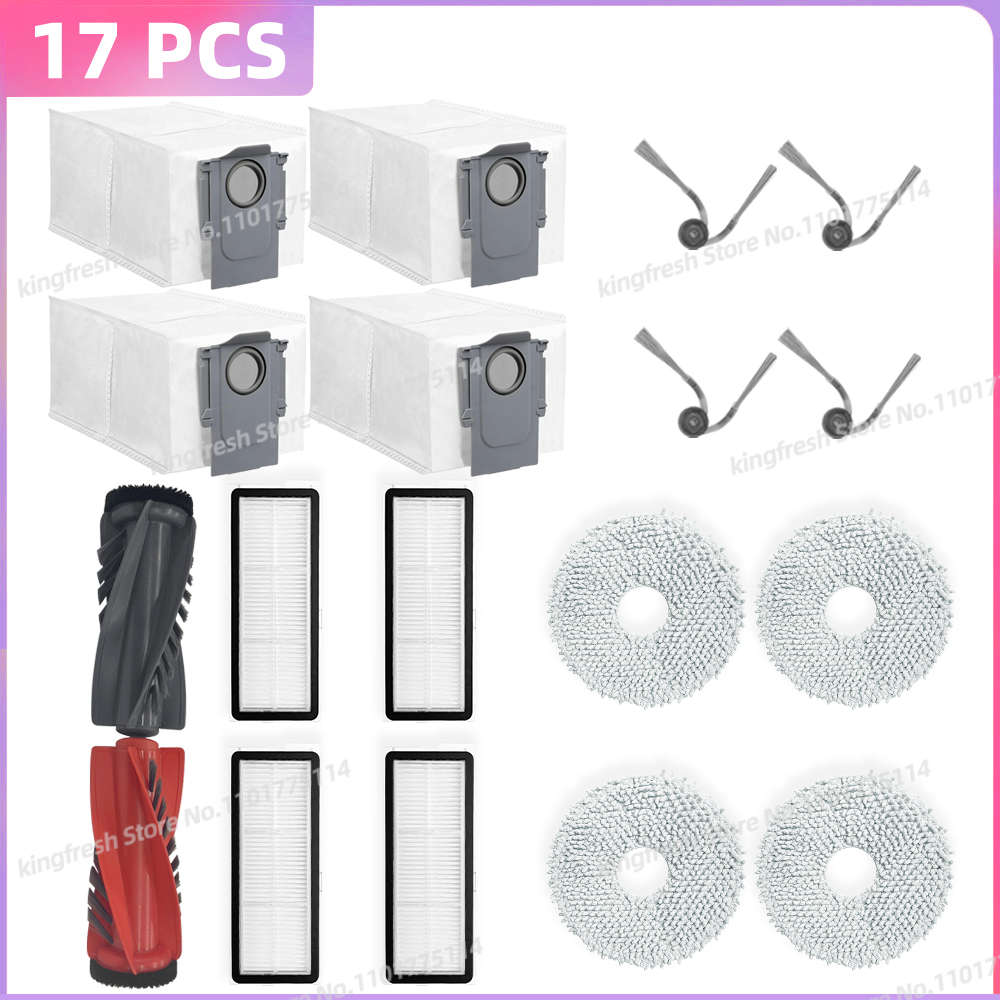 Fit For (Roborock Qrevo Curv / S5X / 5A1 / 5XC / 5AE / CurvC ) Vacuum Parts Main Roller Side Brush Filter Mop Cloth Dust Bag: grey