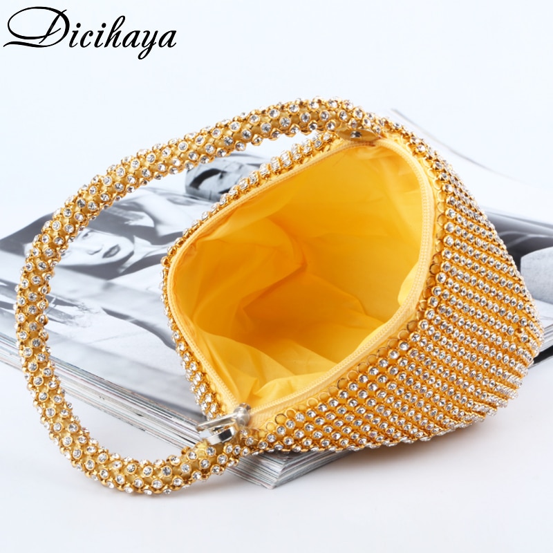 DICIHAYA Soft Beaded Women Evening Bags Zipper Small Lady Wedding Bridalmaid Handbags Purse Bag Diamonds Clutch Bags