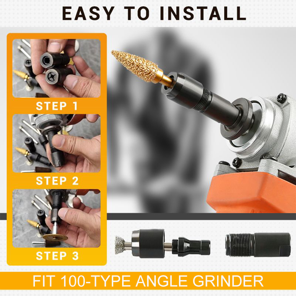 3+6mm- vinkelsliper modifisert adapter til rettsliperchuck for 100-- type vinkelsliper  m10*1.5- gjengeskjæring trebearbeiding også