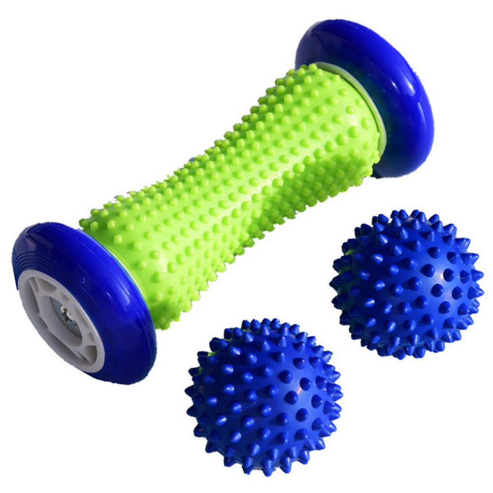 Plantar Fasciitis Portable Pain Relief Body Therapy Foot Roller Relax Muscle Yoga Training Massage Ball Set Heel Spur Hand Back: Blue