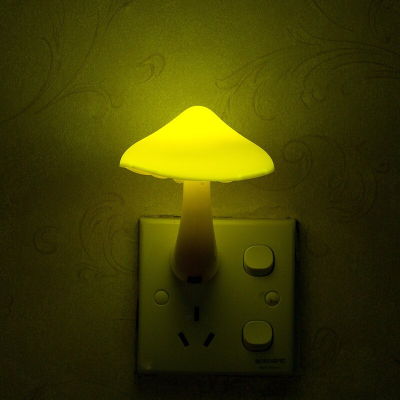 LED Night Light Mushroom Lamp Light Fun Christmas For Children Light-controlled Sensor EU US Plug Luminous Toys